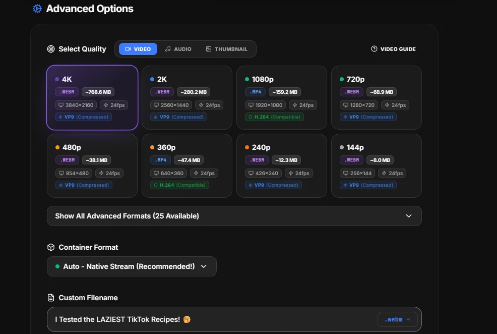 Adv Options